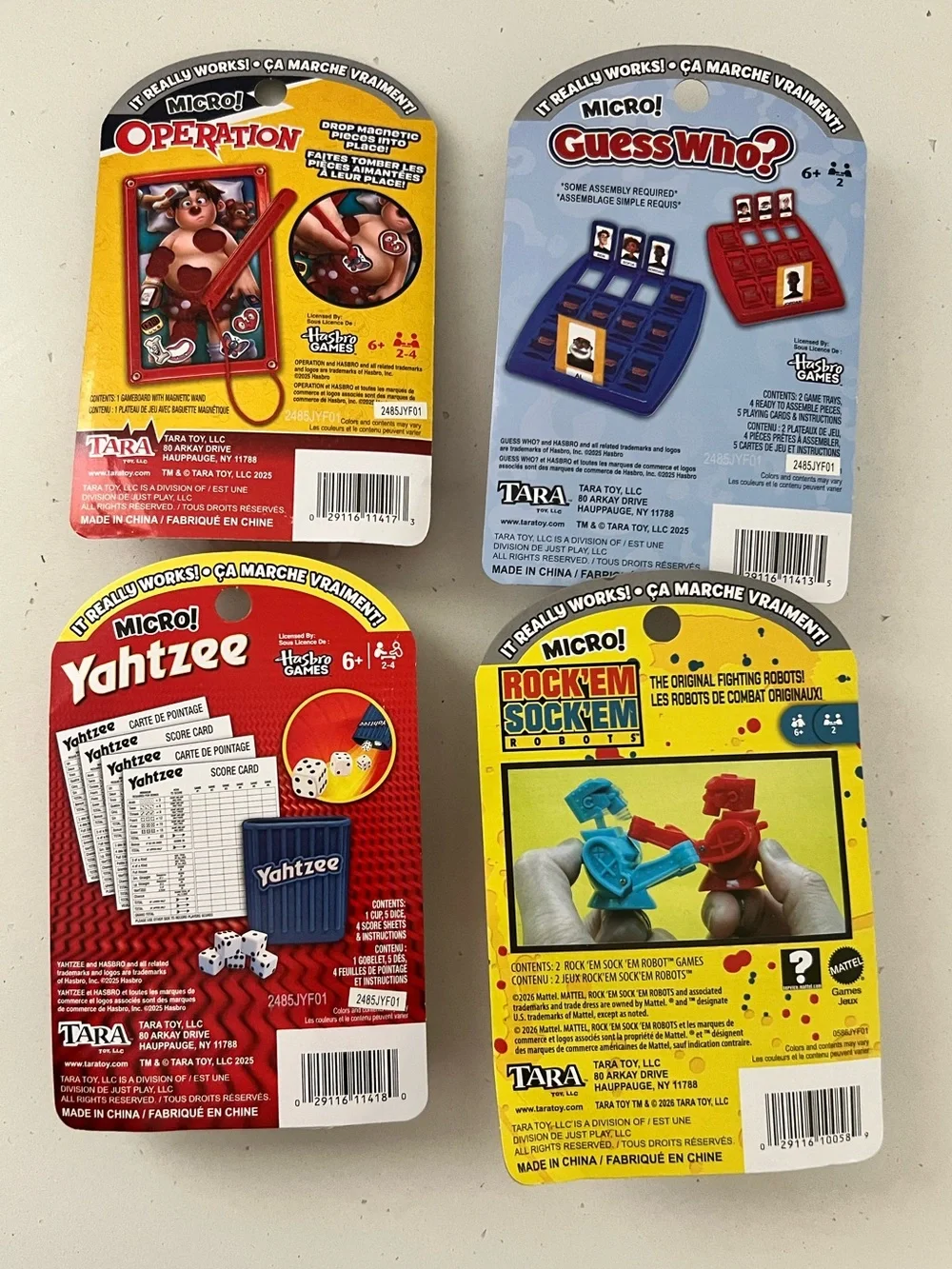 NIB Micro Games Bundle – Operation, Guess Who?, Yahtzee & Rock ’Em Sock ’Em